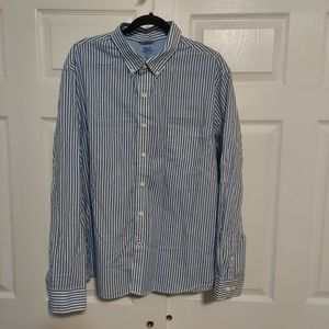 Izod Saltwater Blue White Stripes Long Sleeve Shirt